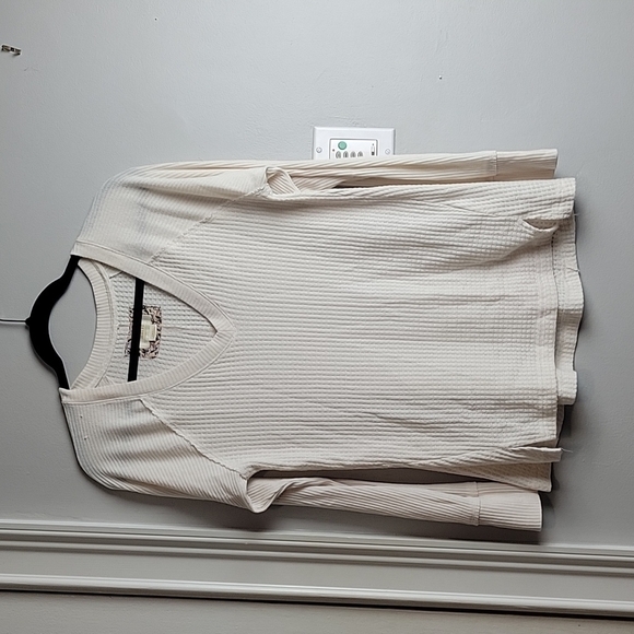 Maeve By Anthropologie Pearson Long Sleeve Ivory Waffle Knit Thermal Siz… - Picture 3 of 13